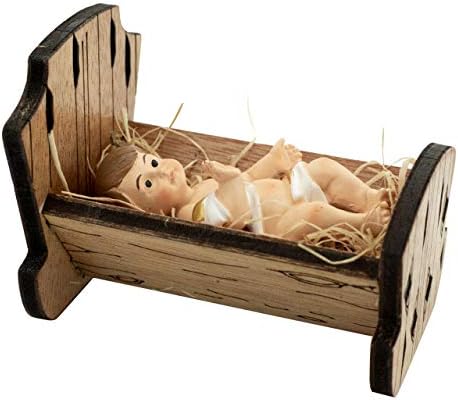 תינוק ישו באבוס / מושלם עבור מקורה סצנת המולד / מסורתי דתי חג המולד קישוט | עץ אבוס עם נשלף תינוק ישו